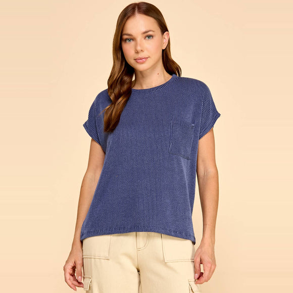 Solid Ribbed Top with Pockets - ARRIVING SOON