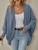 Open-Front Ribbed Knit Cardigan with Dolman Sleeves-4