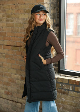 Inherit Polar Black Puff Vest Long - 0