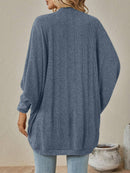 Open-Front Ribbed Knit Cardigan with Dolman Sleeves-7