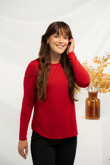 Buy ruby Terrera Georgia Crew Neck Long Sleeve Top