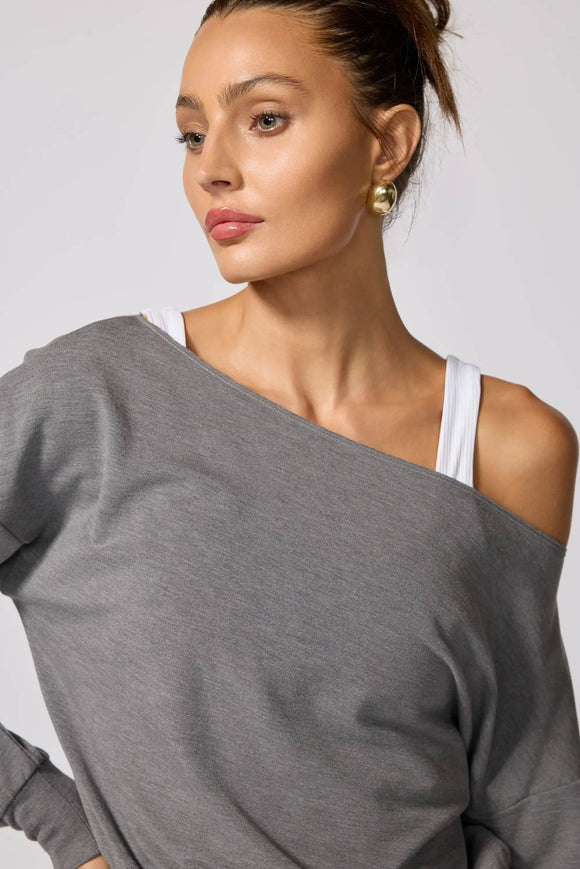 Cozy Fleece Flashdance Sweatshirt - Htr Steel Grey