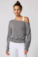 Cozy Fleece Flashdance Sweatshirt - Htr Steel Grey-2