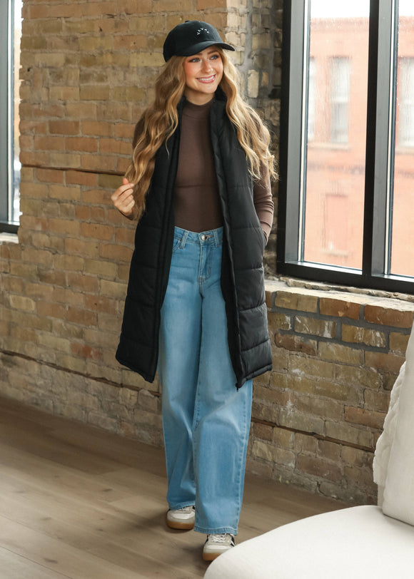 Polar Black Puff Vest Long - ARRIVING SOON