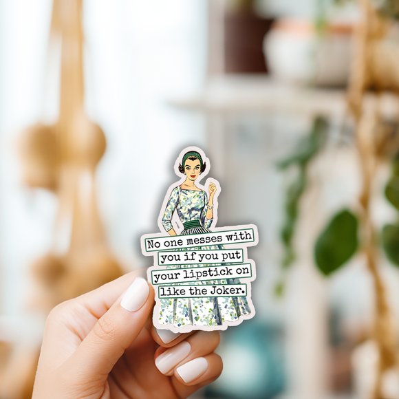 Funny STICKER. Lipstick Like The Joker.