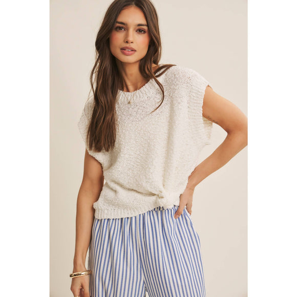 Textured Cotton Sleeveless Sweater Top