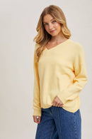 V-Neck Soft Knit Sweater Pullover-14