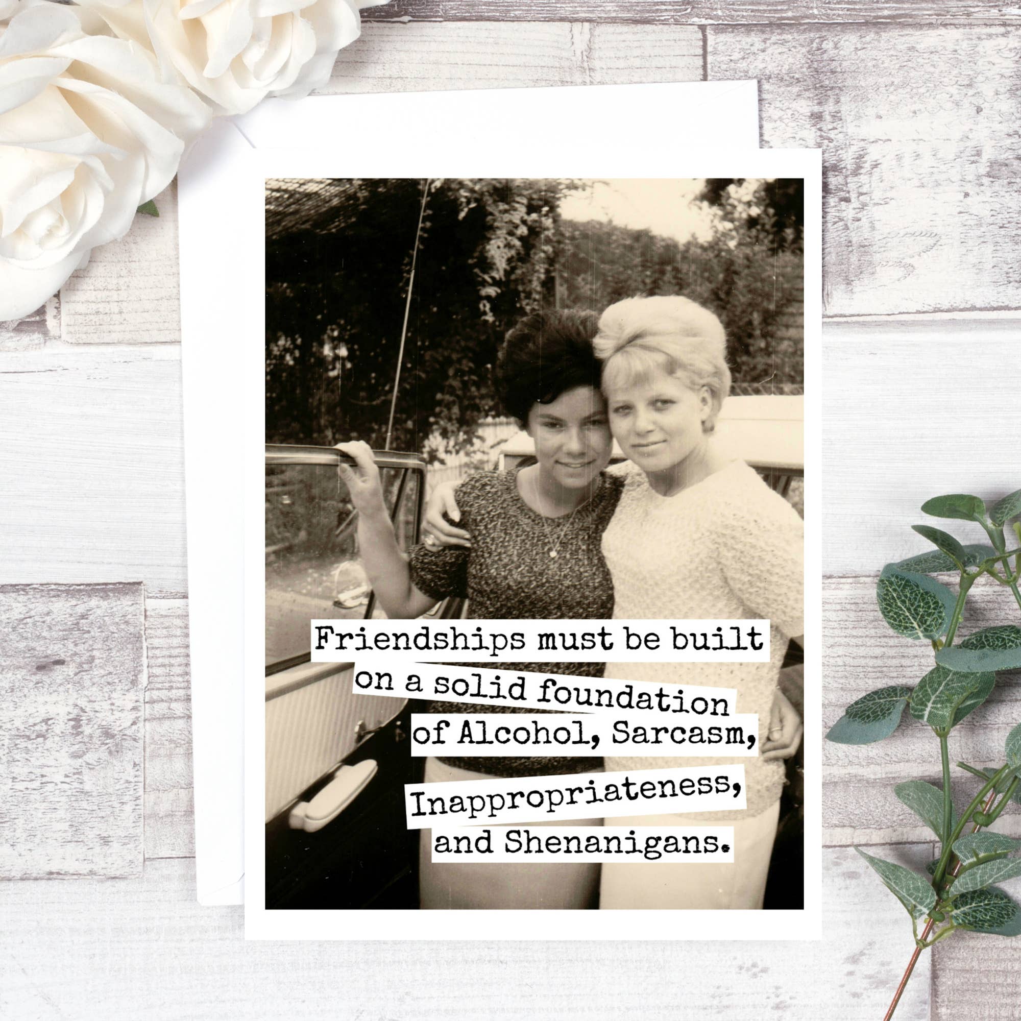 Vintage Style Friendship Card. Friendships Must Be Built... - 0