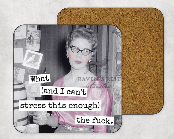 COASTER. WTF. Cheeky Novelty Gift, Funny, Vintage Inspired.