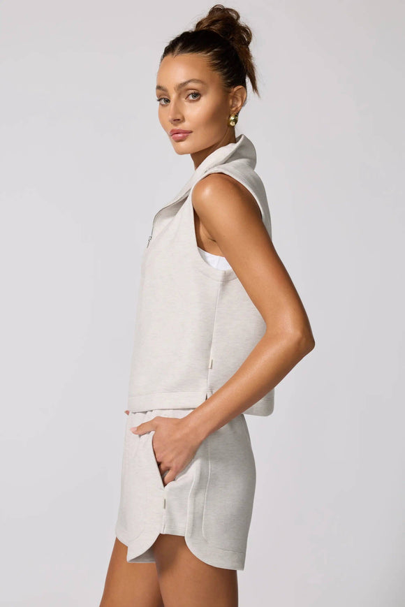 Dreamweave™ Half Zip Mock Neck Tank - Htr Moonbeam