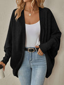 Open-Front Ribbed Knit Cardigan with Dolman Sleeves-10