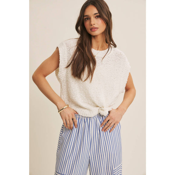 Textured Cotton Sleeveless Sweater Top