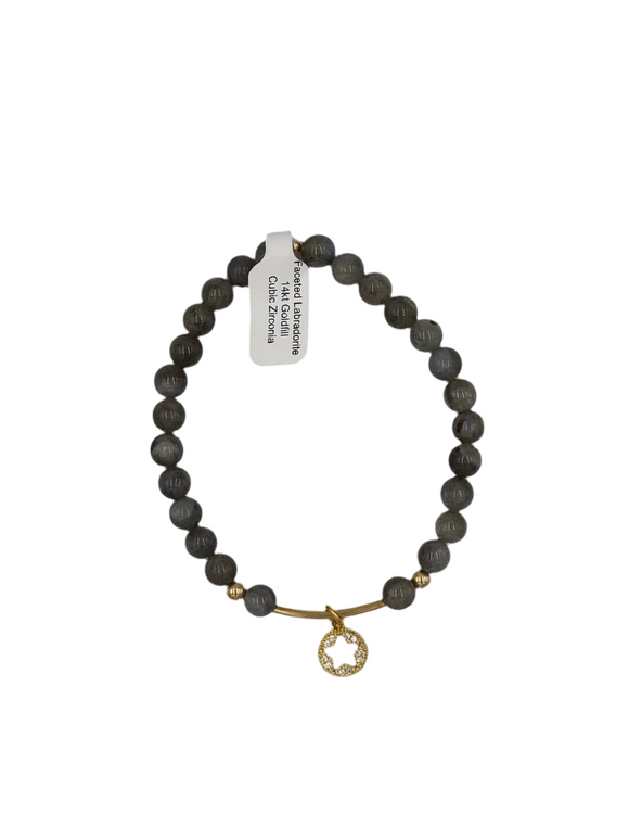 Joanna Bisley Bracelet Smooth Labradorite 6mm with Large Rondelle 14kt Goldfill