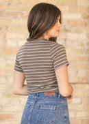 Inherit Chloe Essential Brown Striped Tee-6