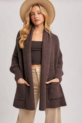 Plush Boucle Open-Front Cardigan Wrap - ARRIVING SOON - 0