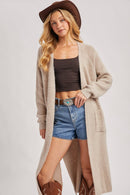 Longline Open Front Side Slit Cardigant-6