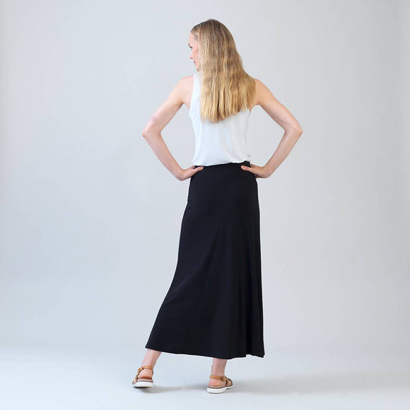 Clara Sunwoo Cascade Drape Hi-Low Maxi Skirt – Travel-Friendly, Wrinkle-Free