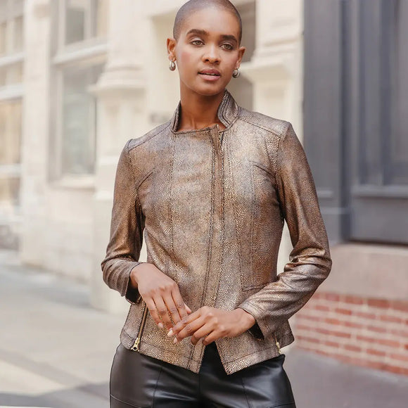 Clara Sunwoo Metallic Liquid Leather ™ Textured Signature Jacket