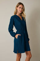 Long Sleeve Tie Waist Mini Dress - COMING SOON-3