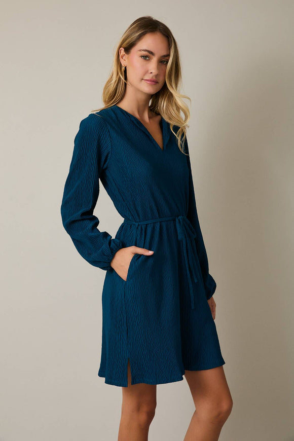 Long Sleeve Tie Waist Mini Dress - COMING SOON