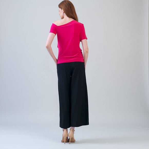 Clara Sunwoo Angular Drape Neck Off Shoulder Top