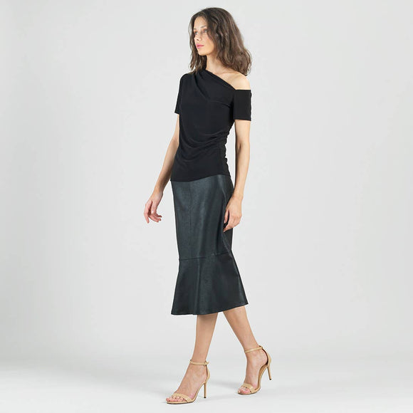 Clara Sunwoo Angular Drape Neck Off Shoulder Top