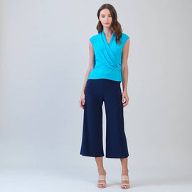 Clara Sunwoo Draped V-Neck Ruched Soft Knit Sleeveless Top