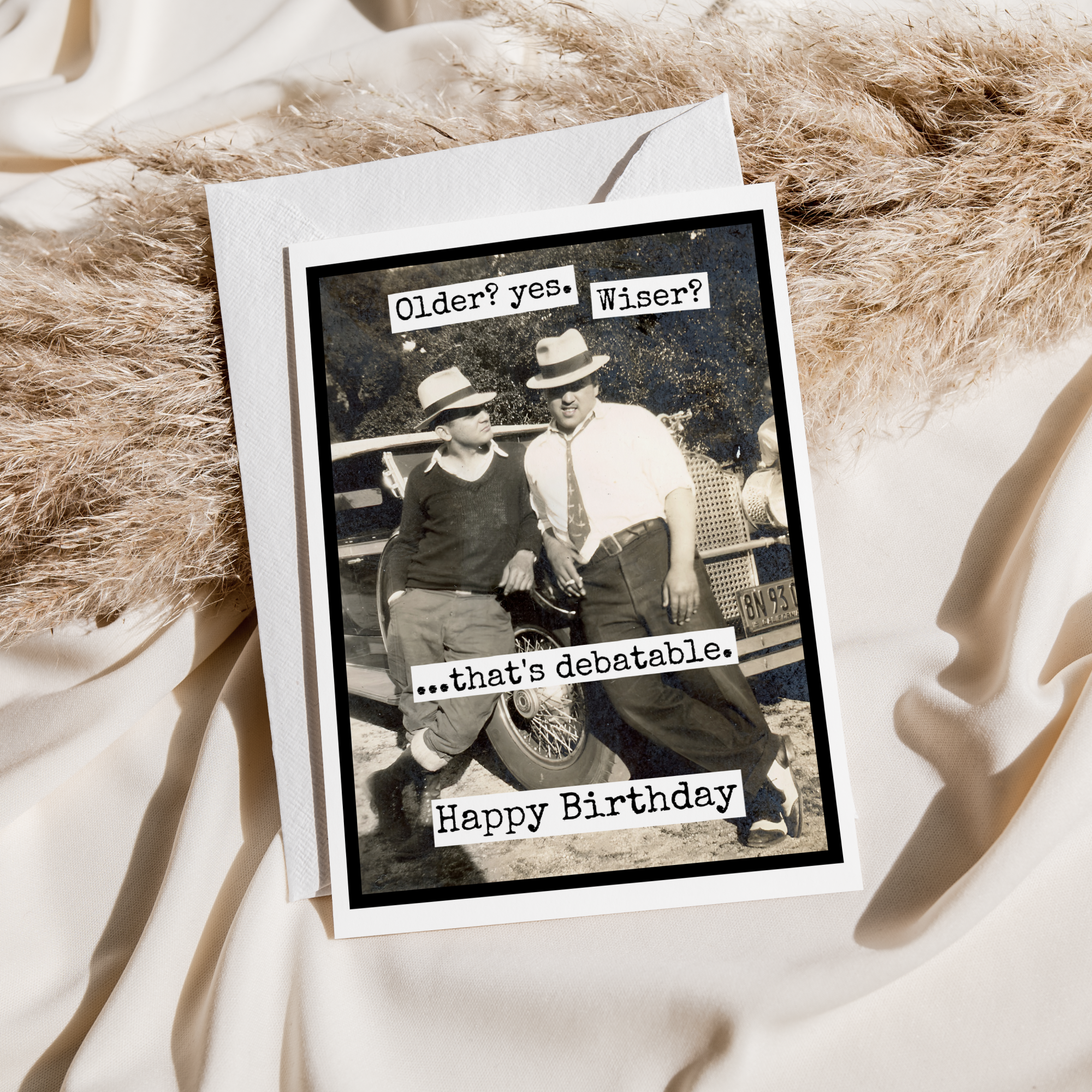 Funny Birthday Card For Man. Older? Yes. Wiser? Debatable