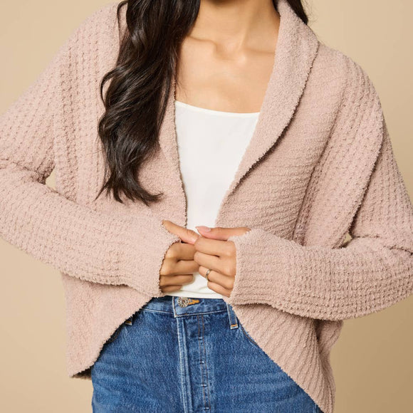 Waffle Marshmallow Cocoon Cardigan