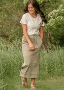 Inherit Bradi Side Zipper Midi Skirt-14