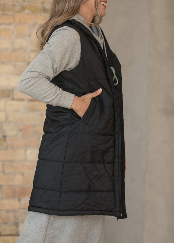 Polar Black Puff Vest Long - ARRIVING SOON