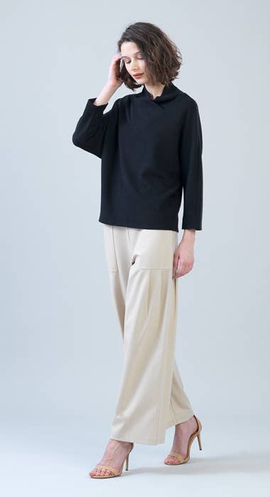 Clara Sunwoo Ribbed Crossover Petalneck Sweater