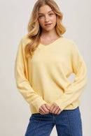 V-Neck Soft Knit Sweater Pullover-11