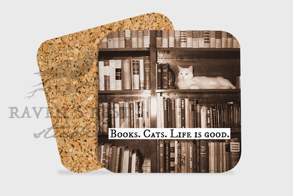 COASTER. Books. Cats. Life is Good.