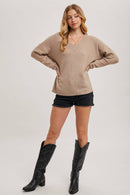 V-Neck Soft Knit Sweater Pullover-10