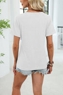 Gathered V-Neck Short Sleeve Knit Top-20