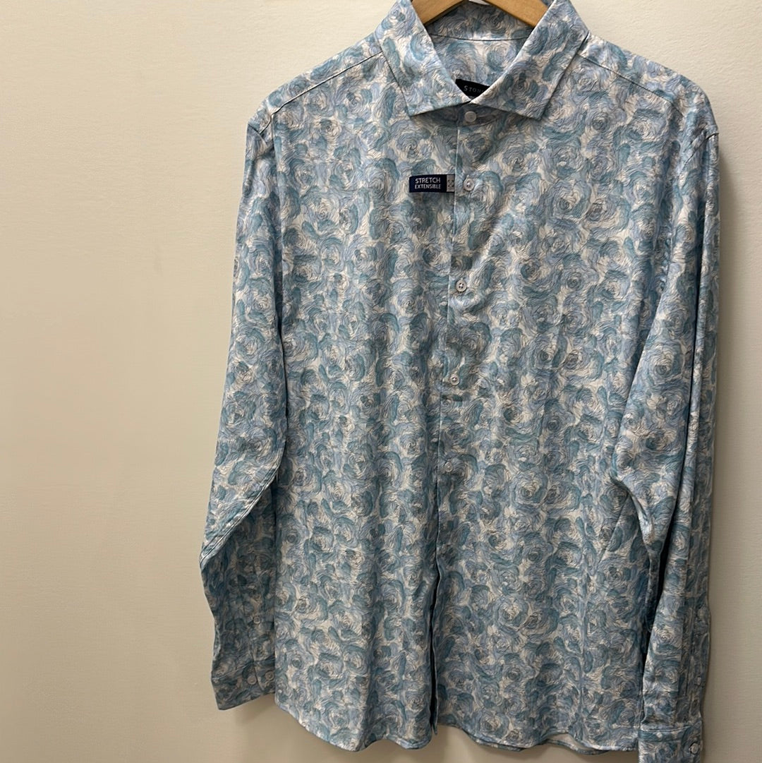 Stone Rose Printed Watercolor Roses Button up Long Sleeve Shirt