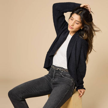 Waffle Marshmallow Cocoon Cardigan - 0