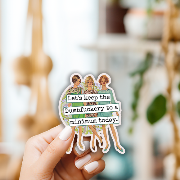 Funny STICKER. Let's Keep The Dumbfuckery To A Minimum...