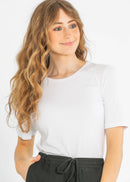 Essential White Ribbed Half Sleeve Tee-10
