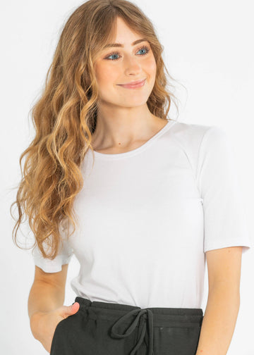 Buy white Inherit Essential Ribbed Half Sleeve Tee