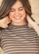 Inherit Chloe Essential Brown Striped Tee-5