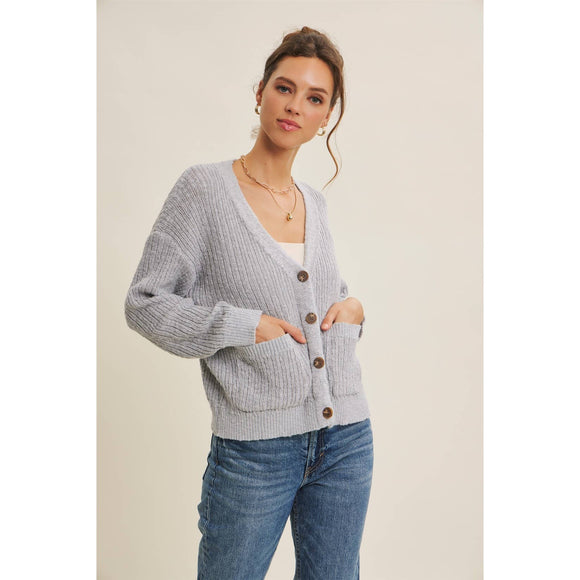 Slouchy Ribbed Cardigan Sweater