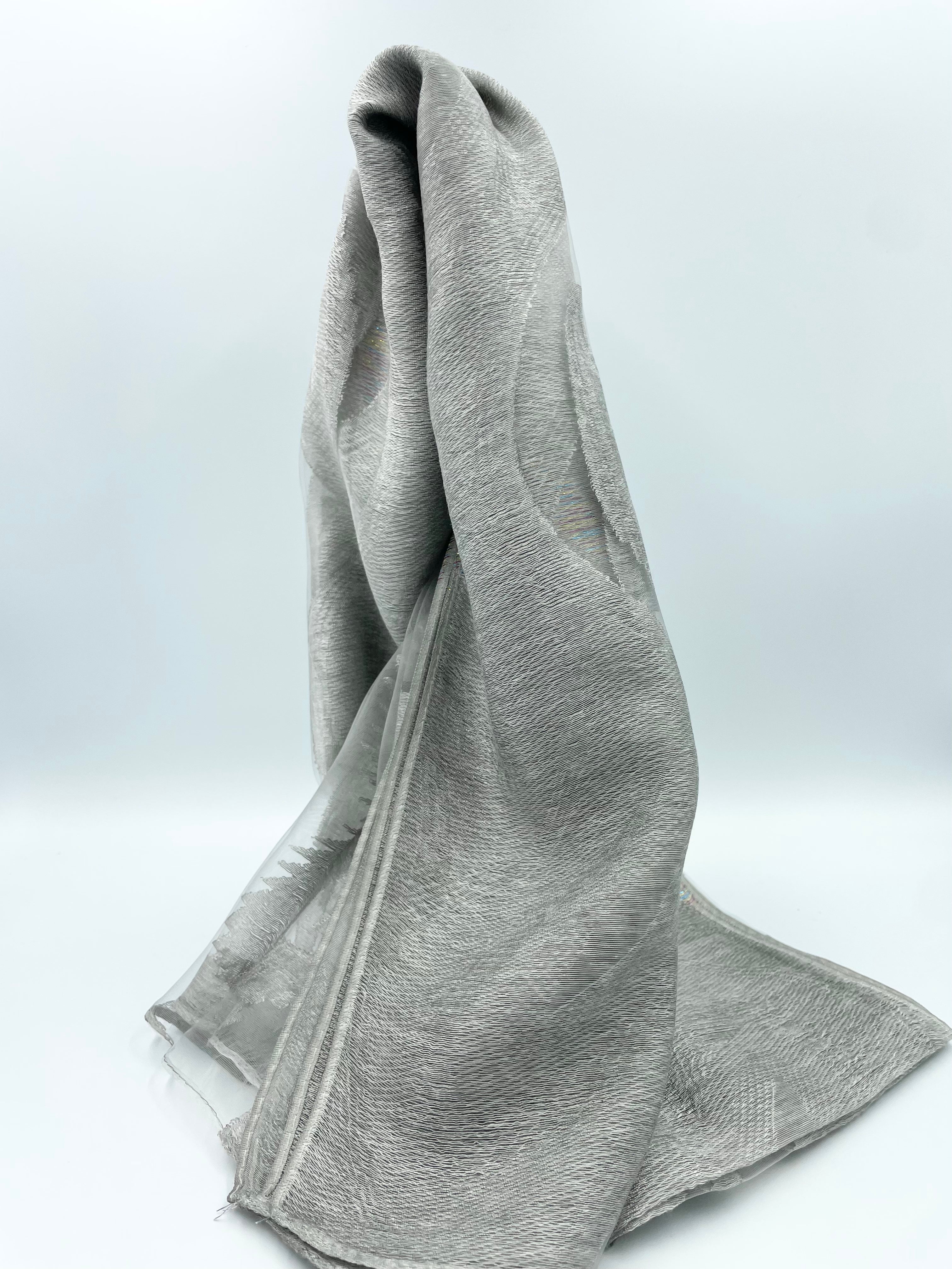 Buy grey BZT Scarf  Double Layers Jacquard Round Pattern