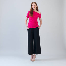 Clara Sunwoo Angular Drape Neck Off Shoulder Top