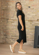 Inherit Baylor Black Ribbed T-Shirt Dress-2