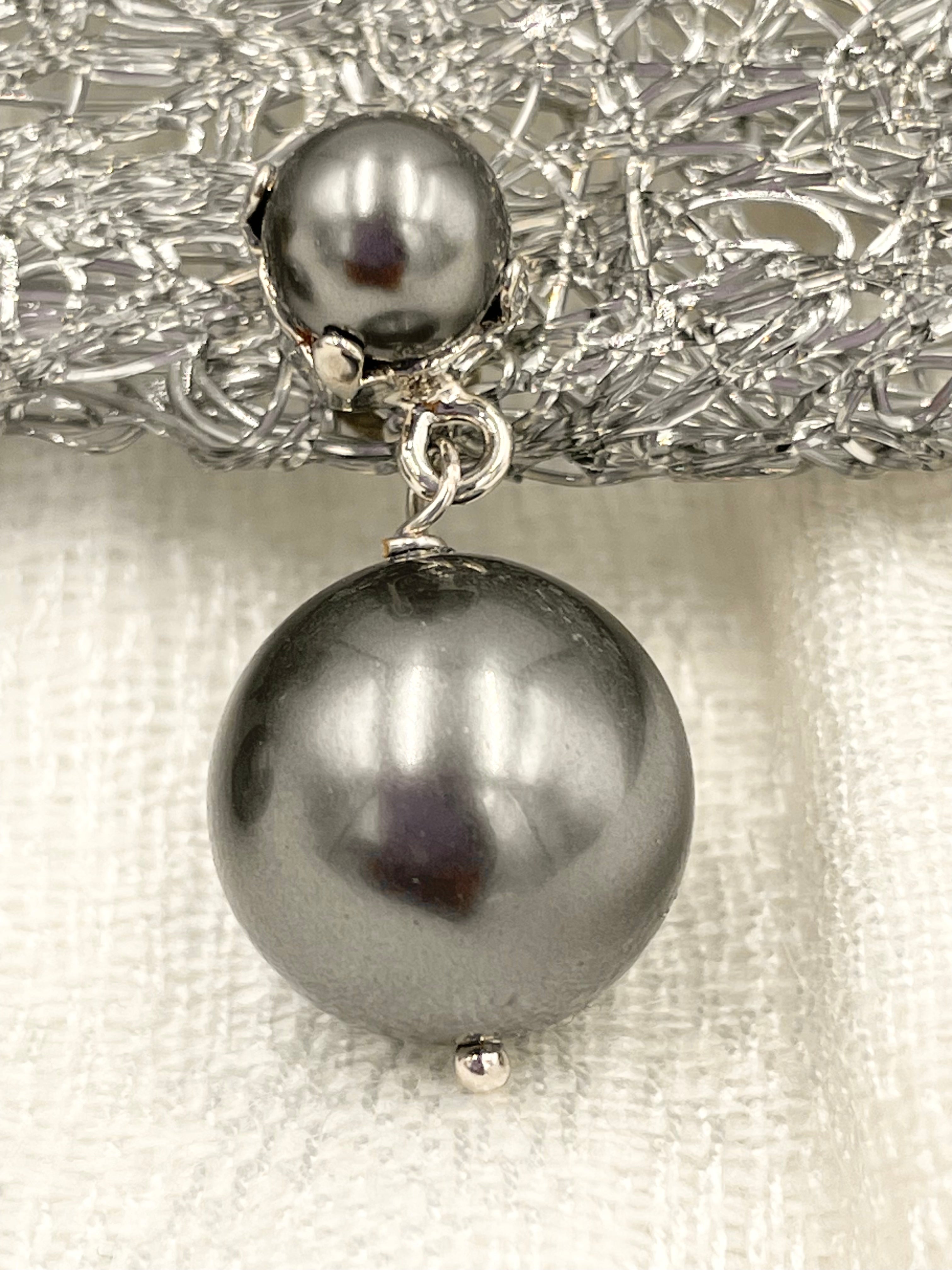 Joanna Bisley Dark Grey Swarovski Pearl Earrings-6
