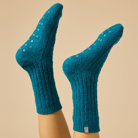 Softies Cozy Marshmallow Crew Socks with Grippers for Women