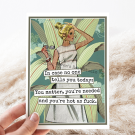 Greeting Card. Hot As Fuck. Funny Retro Vintage.