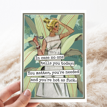 Greeting Card. Hot As Fuck. Funny Retro Vintage.